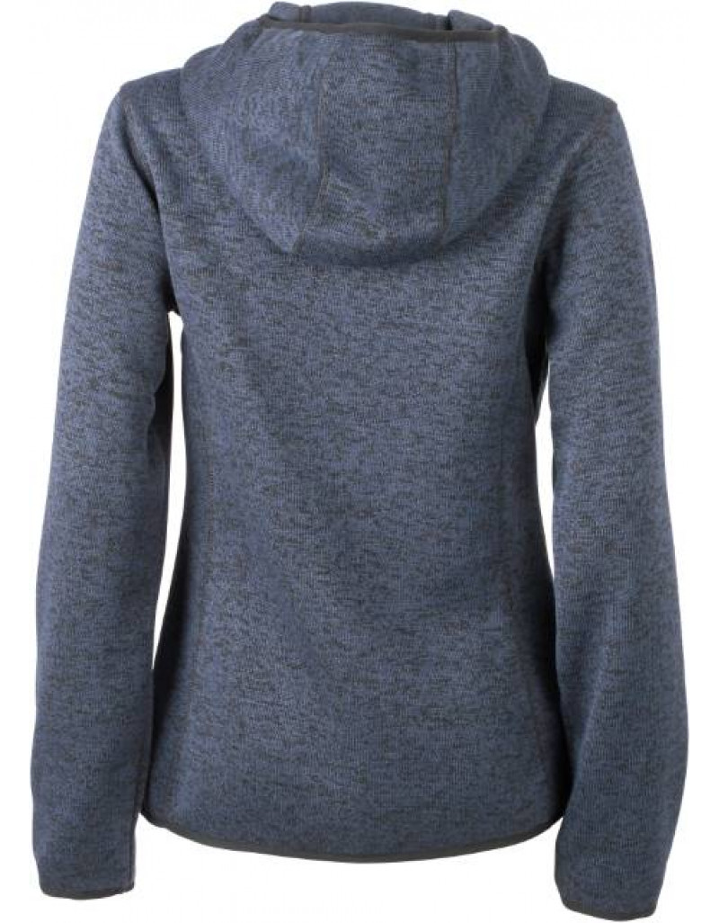 Jachetă tricotată cu glugă din fleece pentru femei